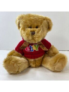 Vintage eBay Teddy Bear Red Sweater Bow Old Logo eBayana